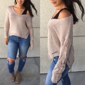 JEANNE Distessed Knit Sweater - MARSALA